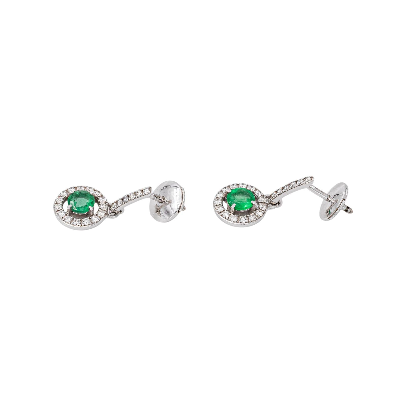 Boucles d'oreilles Pendantes Or blanc Emeraude
