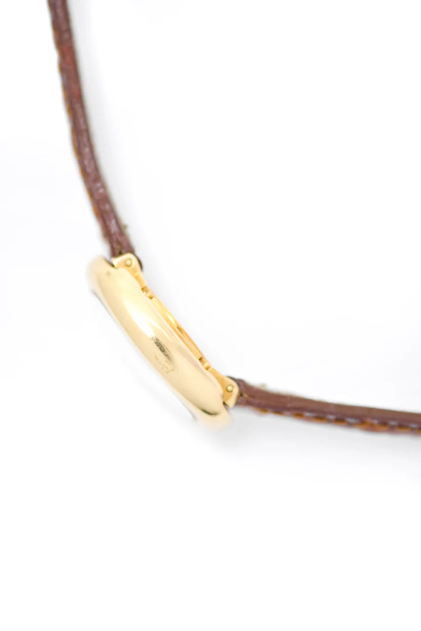 CARTIER "Baignoire" Watch in yellow gold and leather