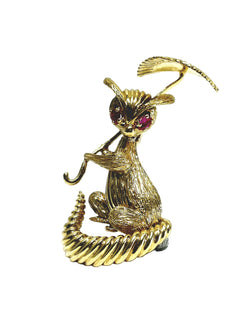 Champagne-colored gold and Ruby brooch