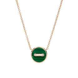 Collier Pendentif POMELLATO "Pom Pom Dot" en or rose, malachite, nacre et diamants