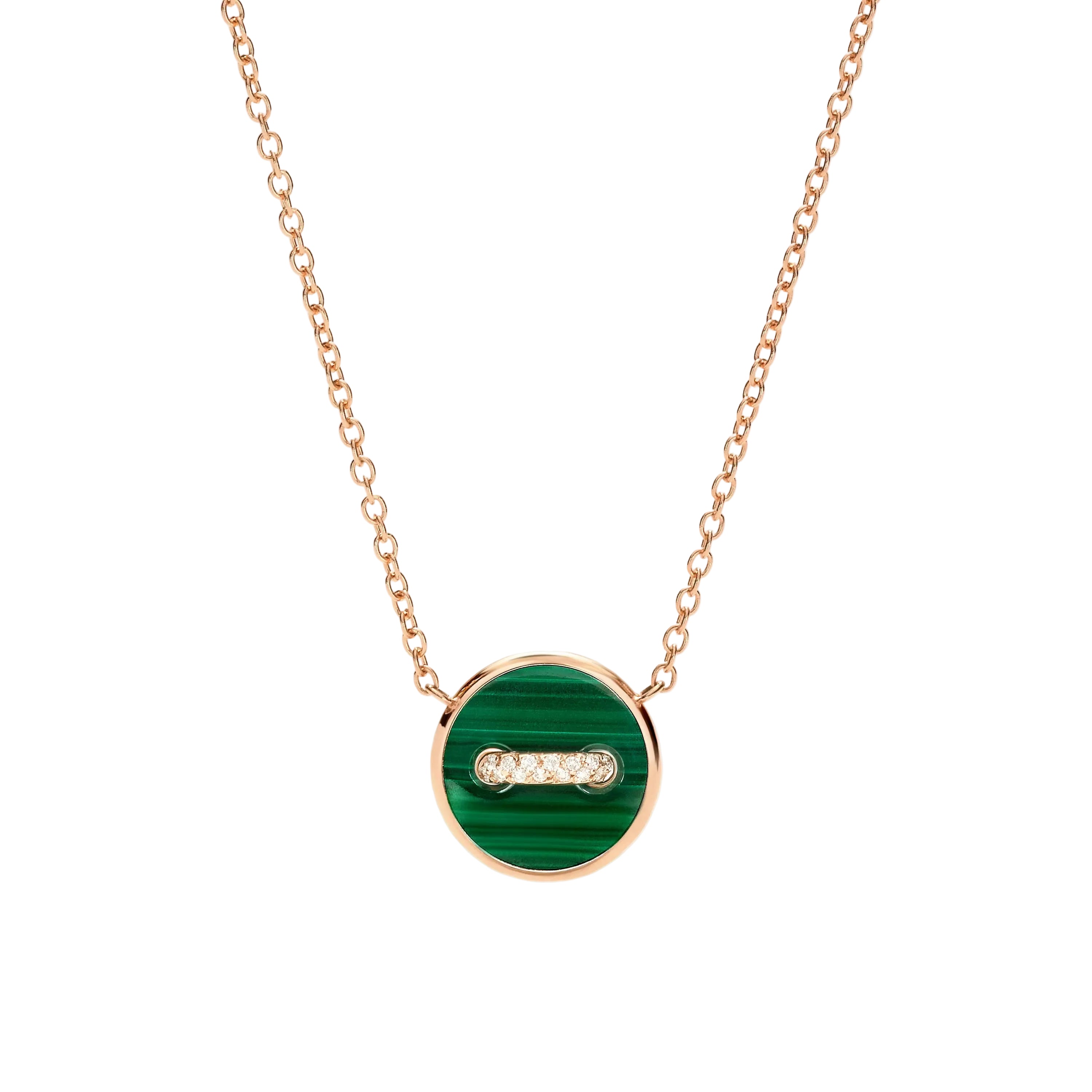 Collier Pendentif POMELLATO "Pom Pom Dot" en or rose, malachite, nacre et diamants