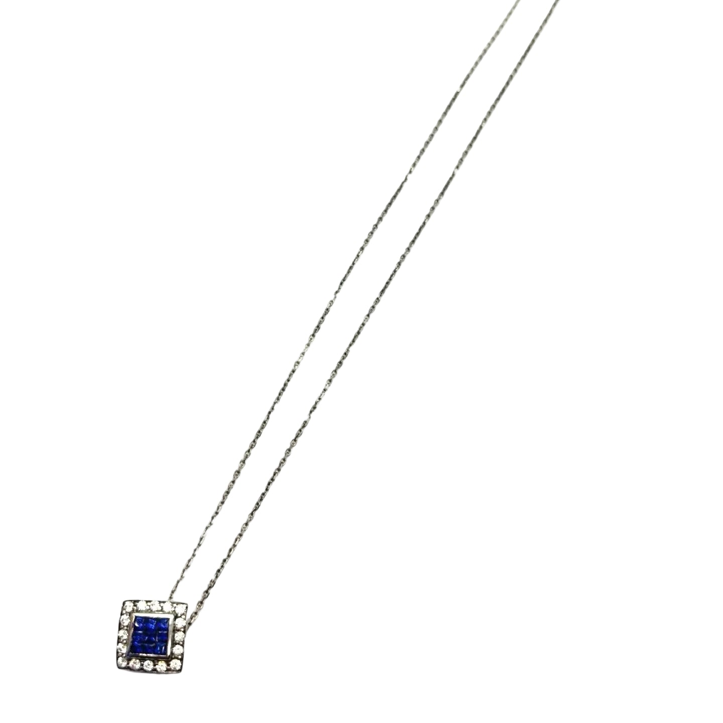 Collier Pendentif en or blanc, saphirs et diamants