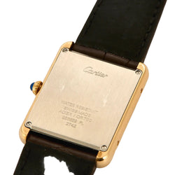 Montre CARTIER "Tank Solo" en or jaune, cuir et quartz