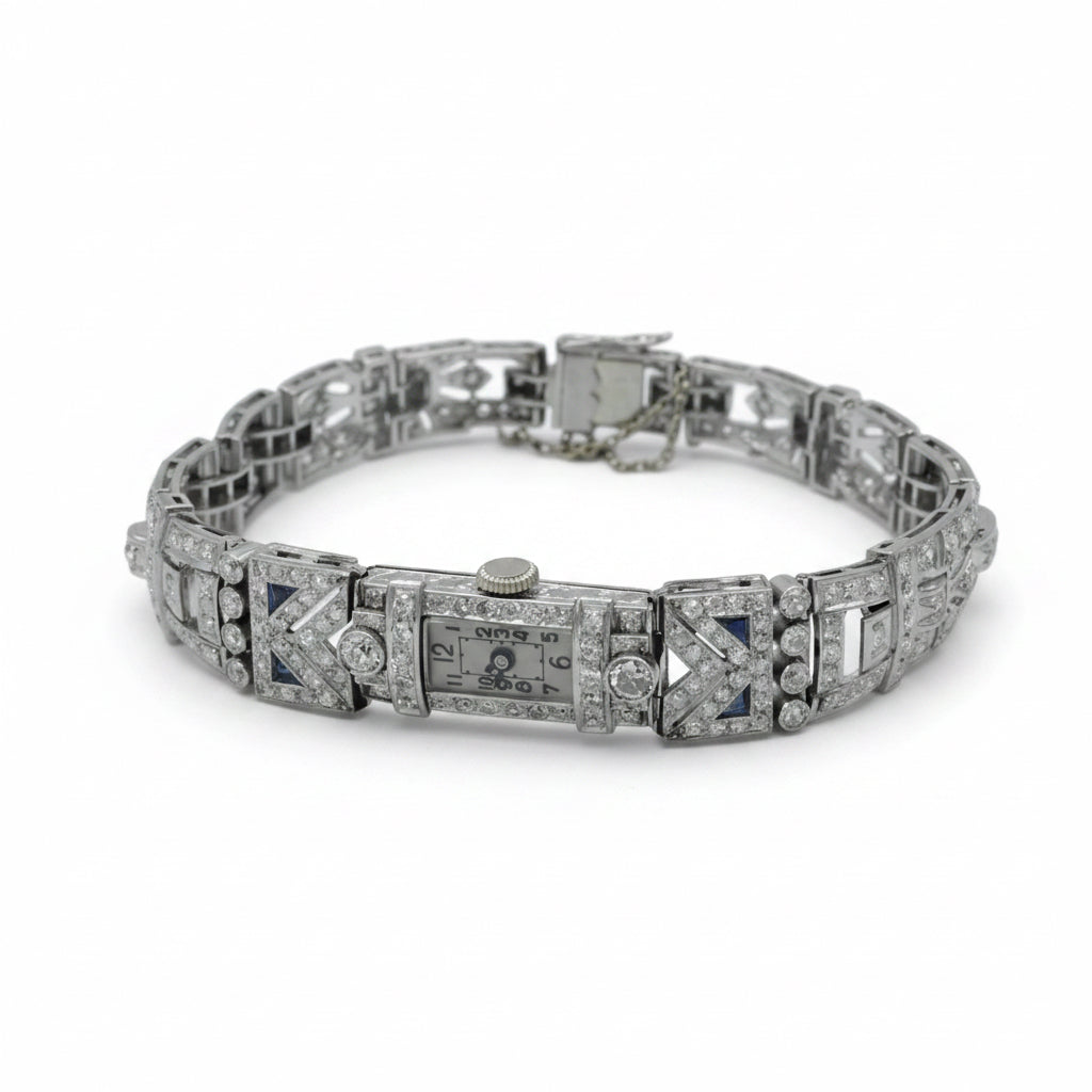 Art Deco ladies' watch in Platinum and Diamonds