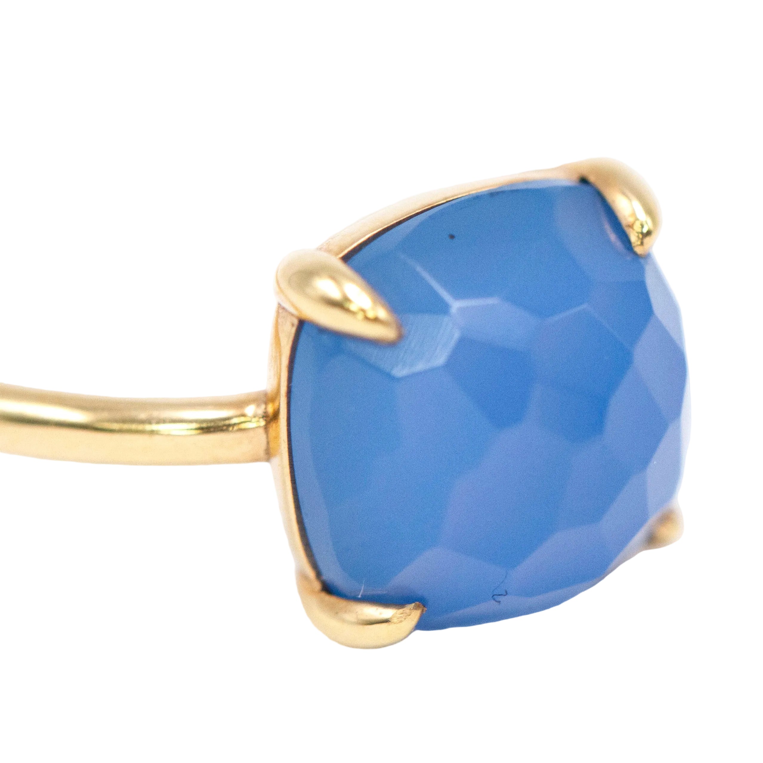 Bague Solitaire en or jaune et calcédoine