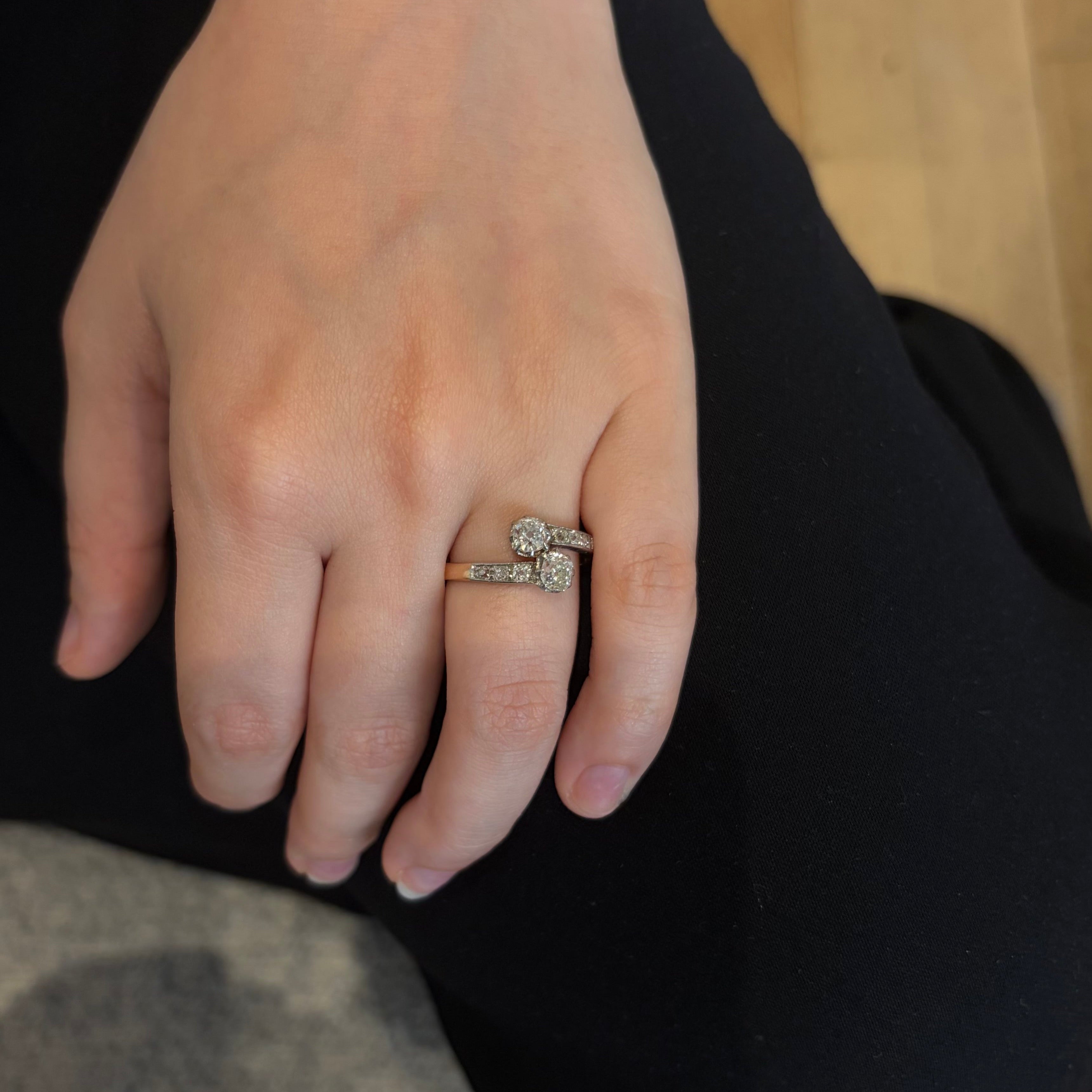 "Toi et Moi" Ring in Platinum, Yellow gold, and Diamonds