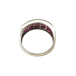 White Gold Band Ring with Rubies and Diamonds
