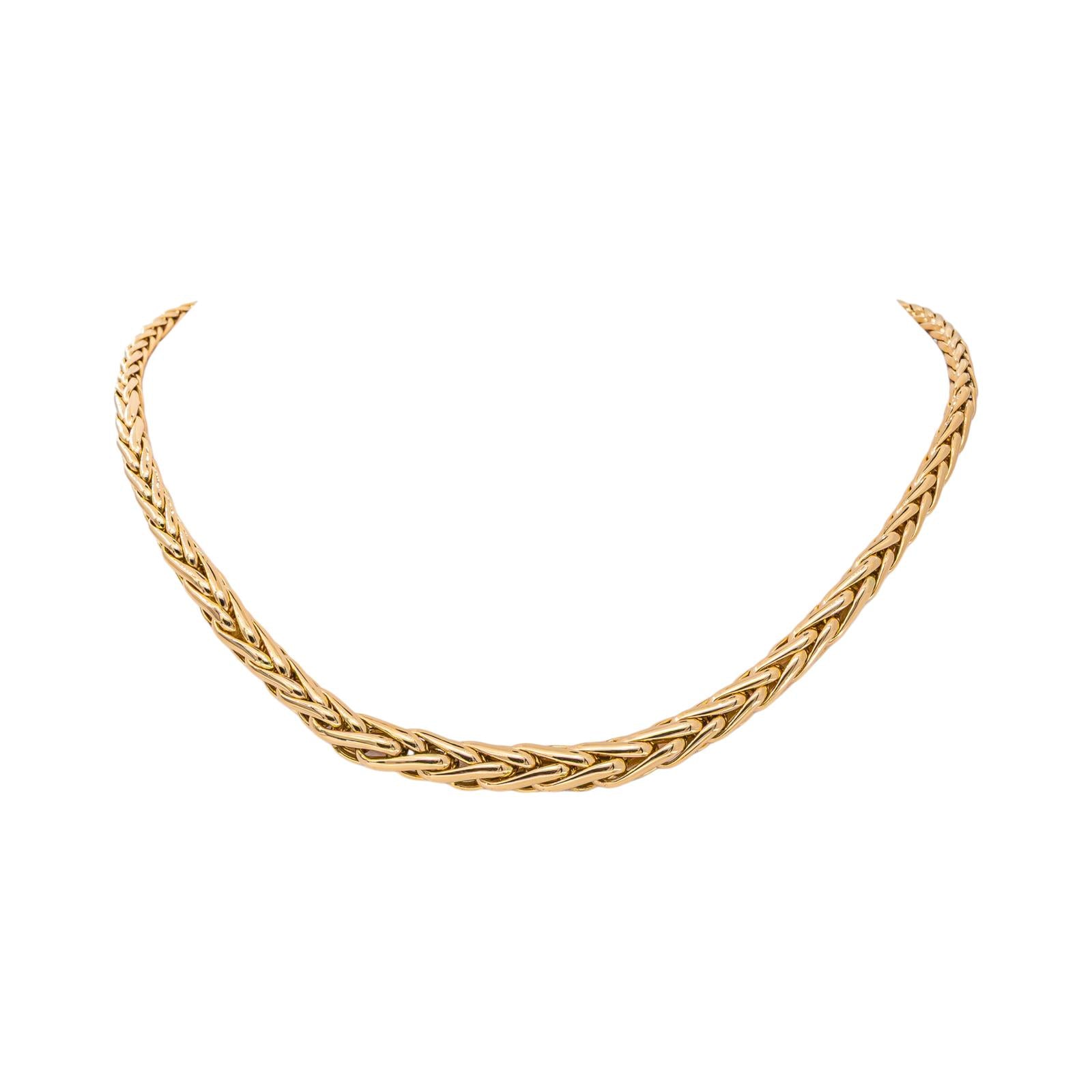 Yellow Gold Palm Leaf Link Necklace