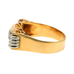 Tank Ring in White gold, Yellow gold, and Diamonds