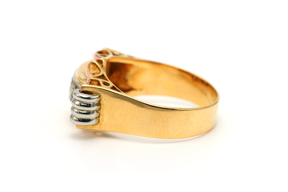 Bague Tank en or blanc, or jaune et diamants