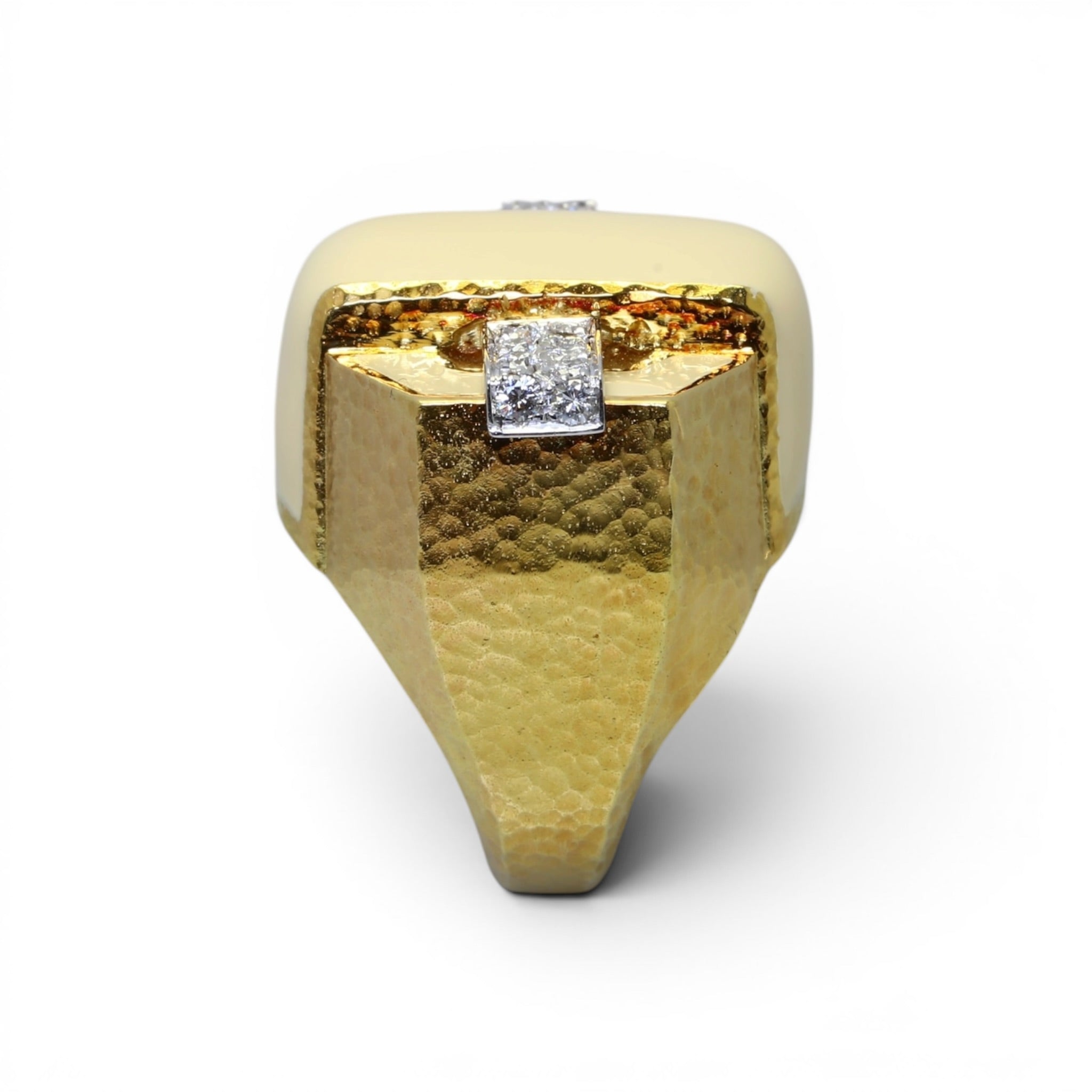 DAVID WEBB Tank Ring in Yellow gold, Enamel and Diamonds