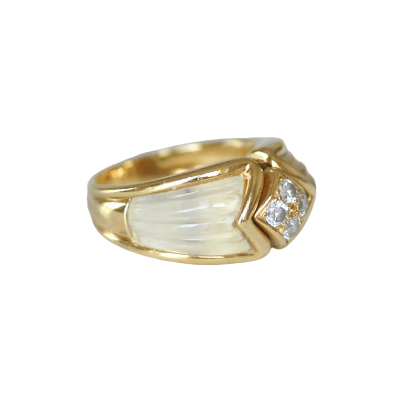 BOUCHERON "Dôme" Ring in yellow gold, rock crystal, and diamonds