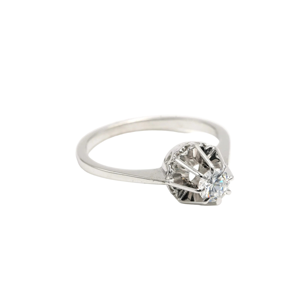 White Gold and Zirconium Solitaire Ring