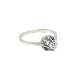 White Gold and Zirconium Solitaire Ring
