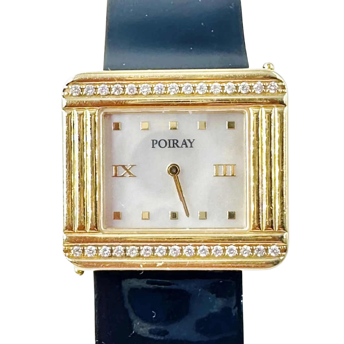 POIRAY "Ma Première 16/9" Watch in yellow gold, Mother-of-pearl, diamonds, and leather
