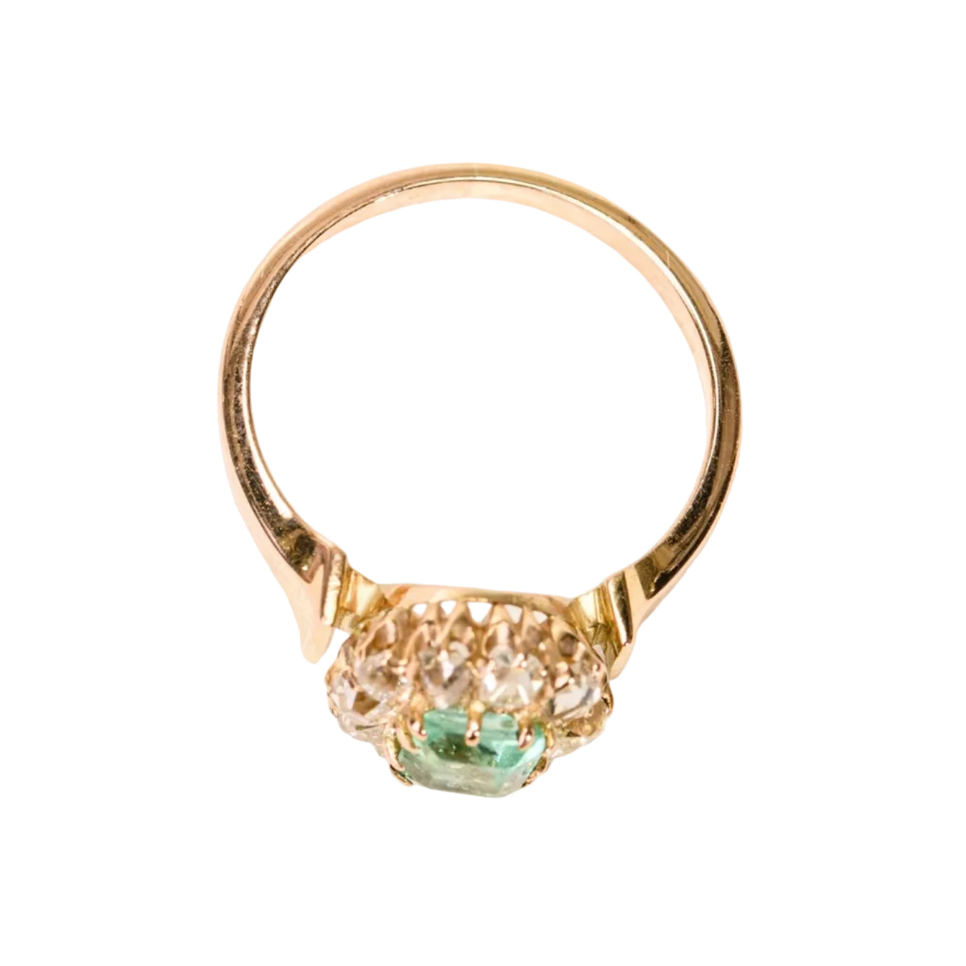 Bague Marguerite en or jaune, émeraude et diamants