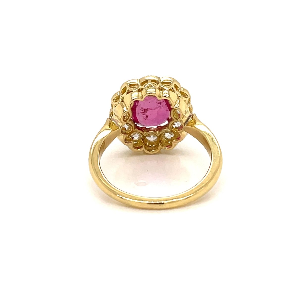 1800 Ruby Diamond Gold Cluster Ring - Castafiore