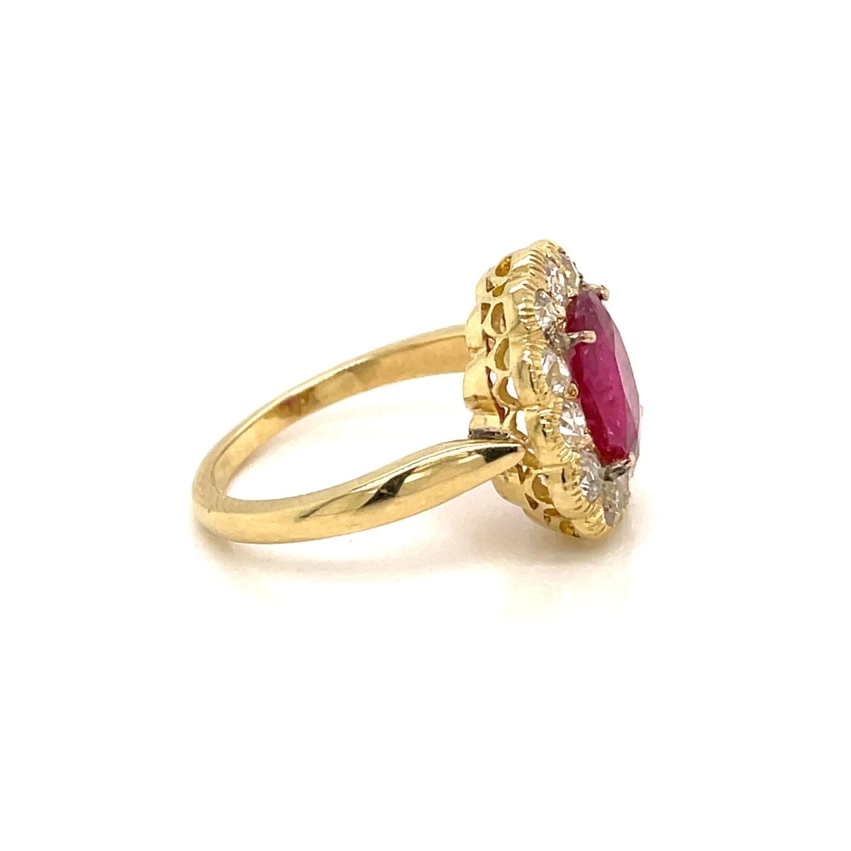 1800 Ruby Diamond Gold Cluster Ring - Castafiore