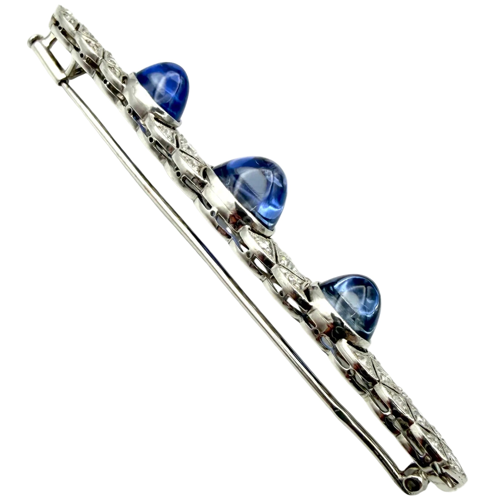 Platinum Brooch with Sapphires and Diamonds