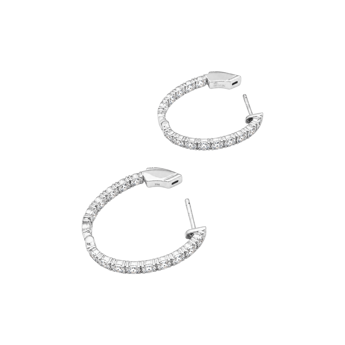 Boucles d'oreilles Créoles en or blanc et diamants