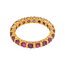 Bague Alliance en or jaune et rubis