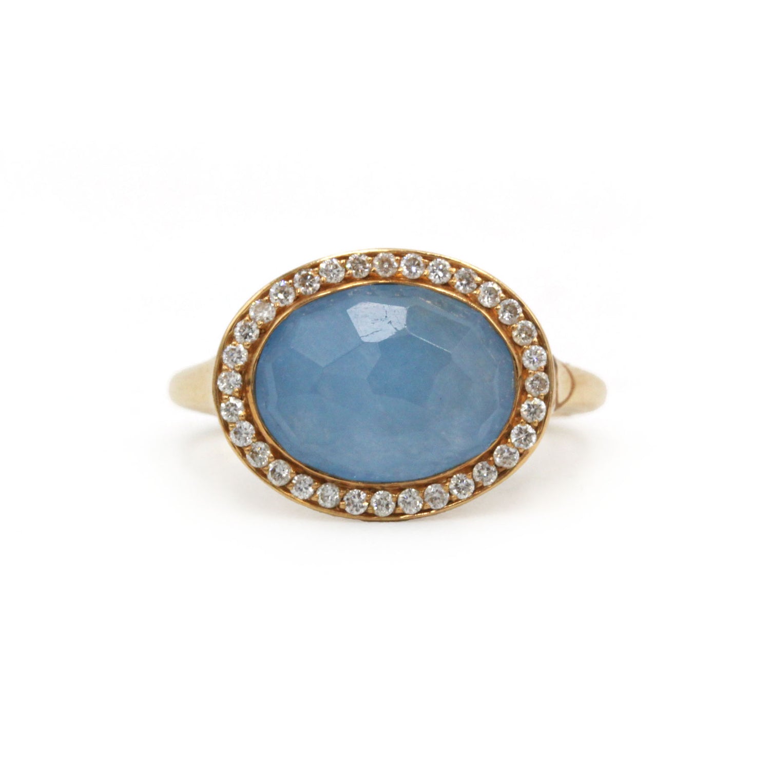 Bague en or jaune, diamants et jade jadéite