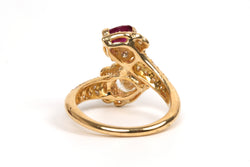 Bague Toi & Moi en or jaune, rubis et diamants