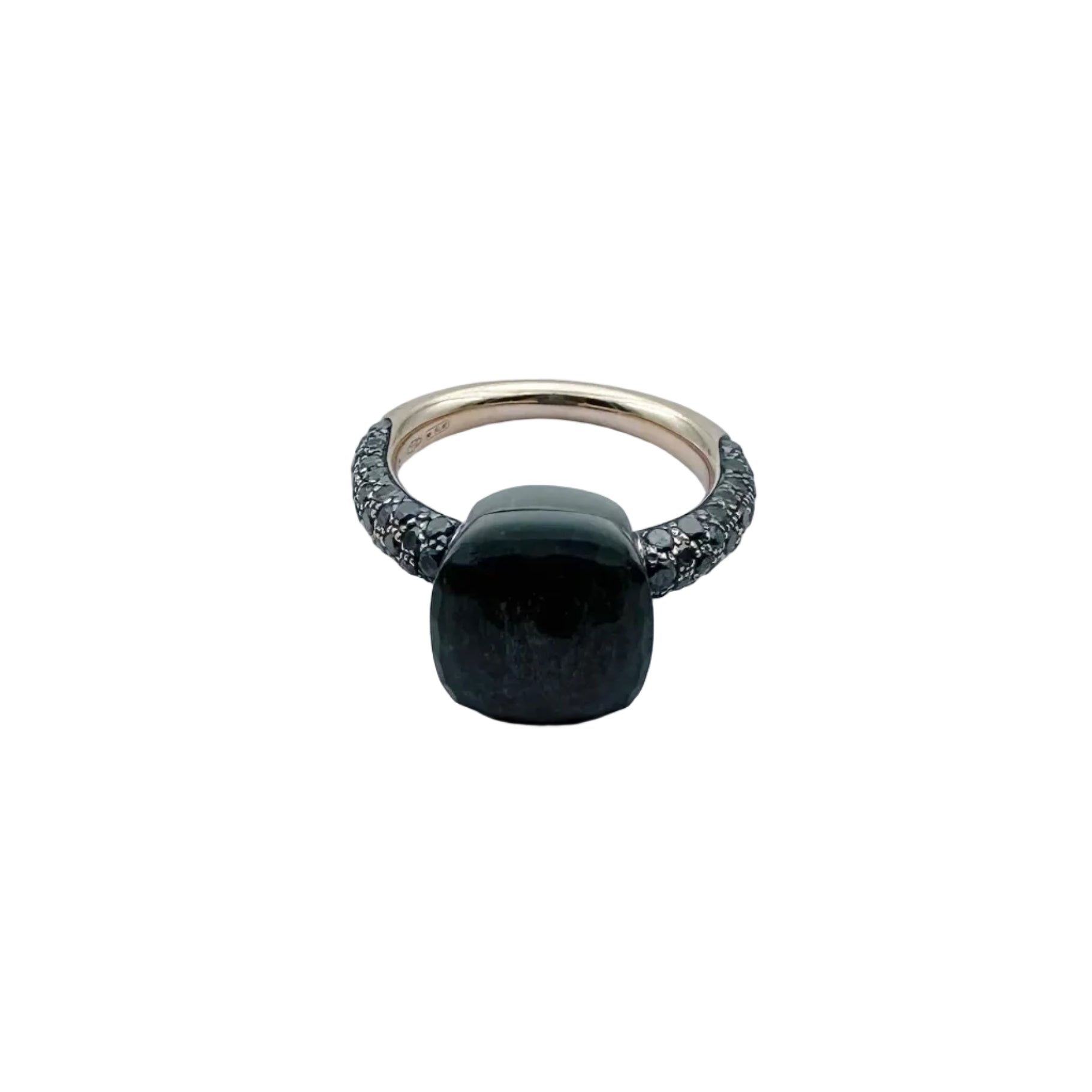 POMELLATO "Nudo" Ring in rose gold, titanium, obsidian, and black diamonds
