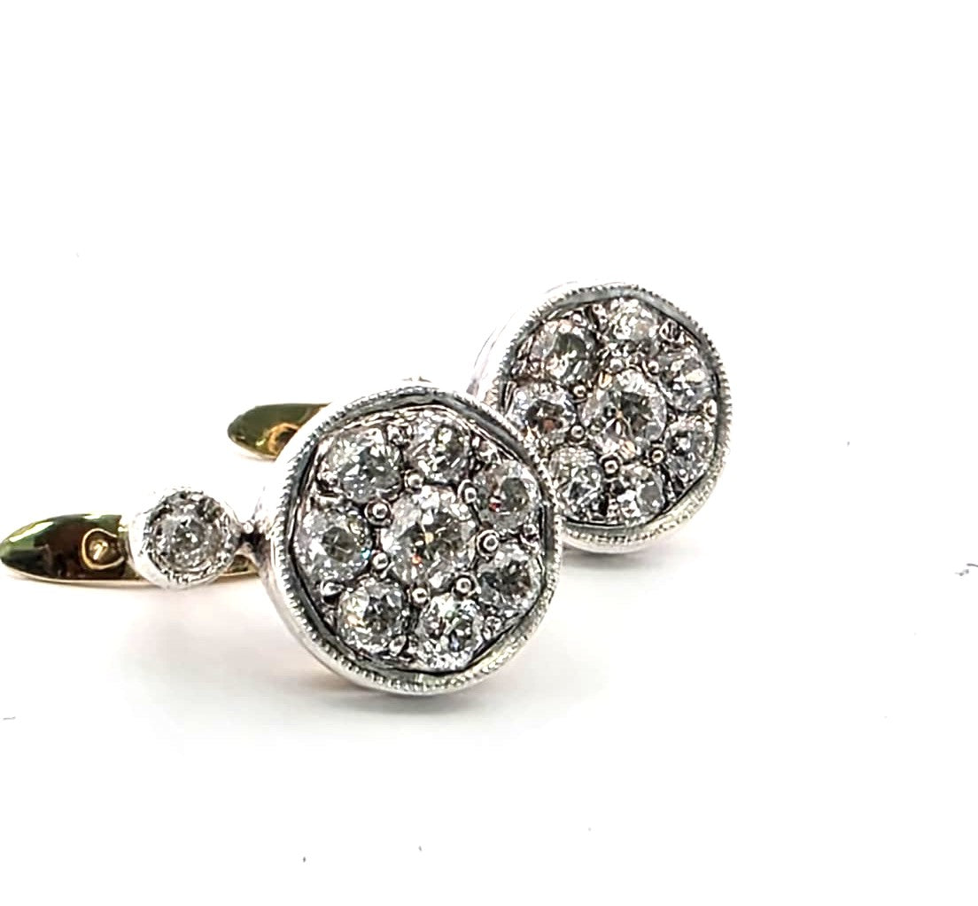Yellow Gold and Diamond Lever-back Earrings