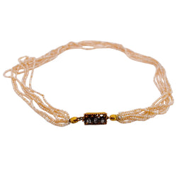 Yellow gold Necklace with Pearls and Diamonds