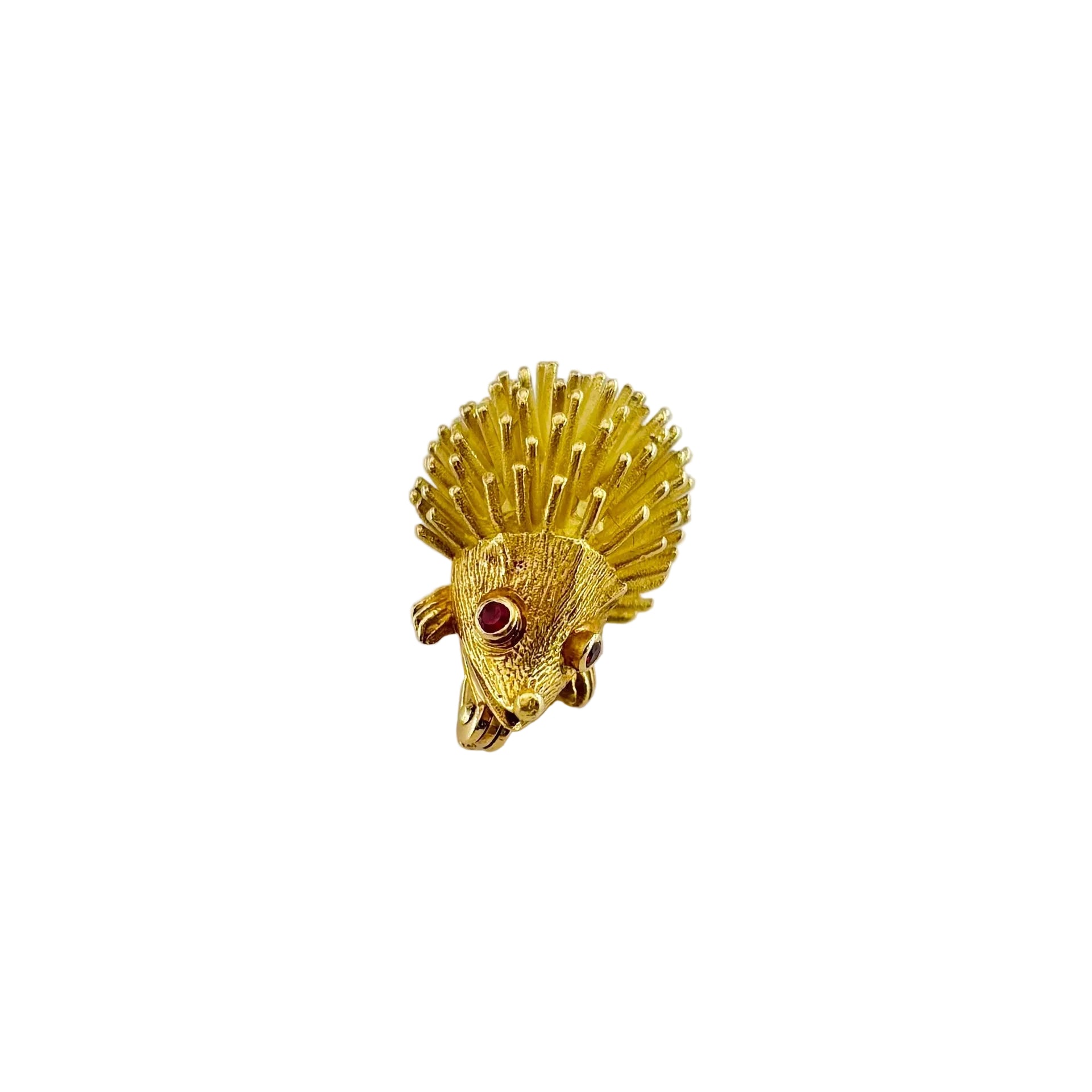 Yellow Gold and Ruby Hedgehog Brooch