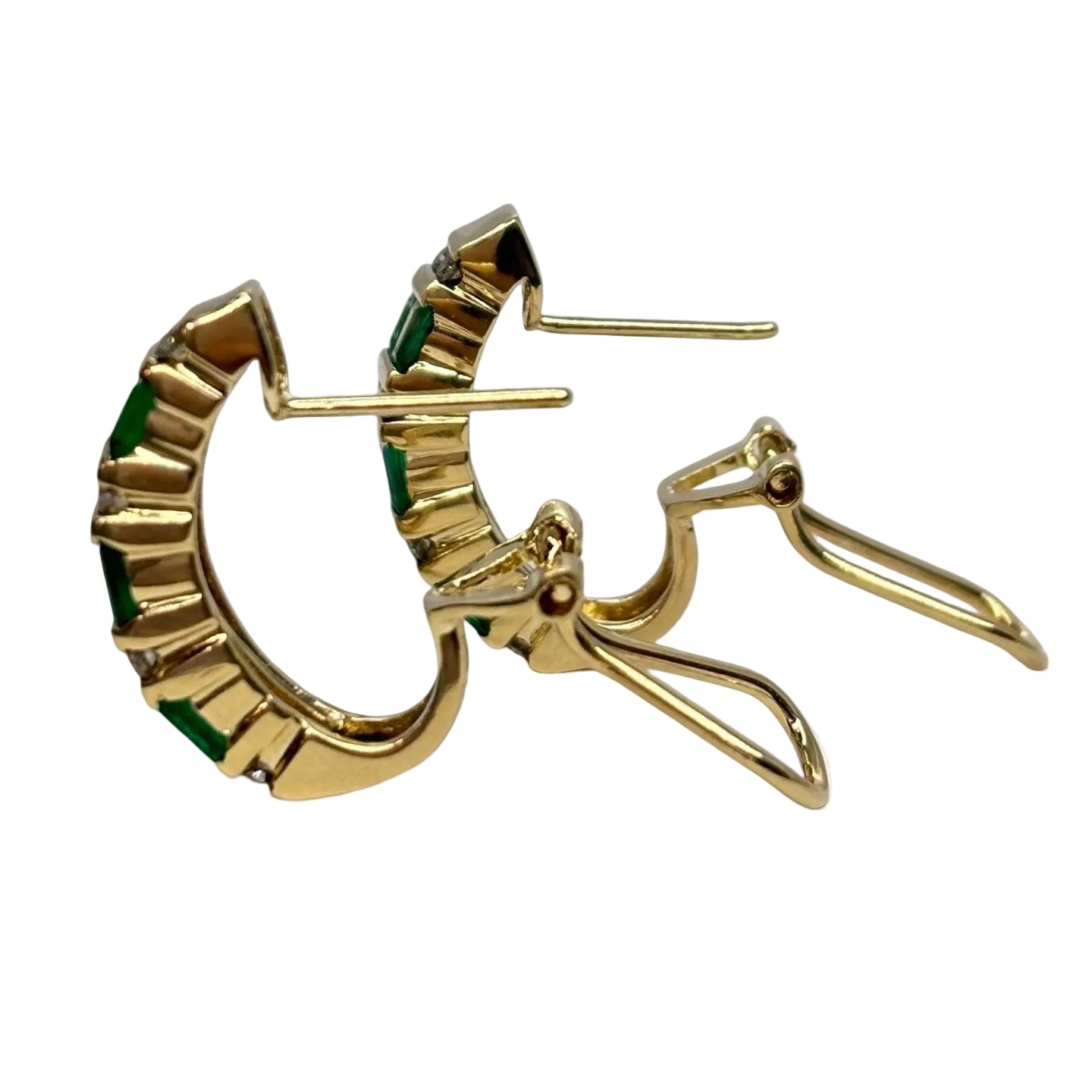 Yellow Gold Clip-On Earrings with Emeralds and Diamonds