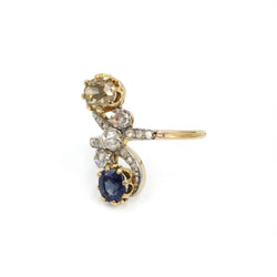 "Toi & Moi" Ring in Gold, Platinum, Sapphire, and Diamonds