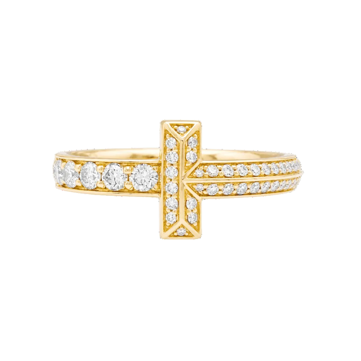 TIFFANY & CO. "Tiffany T" Bangle Ring in Rose gold with Diamonds