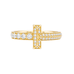 TIFFANY & CO. "Tiffany T" Bangle Ring in Rose gold with Diamonds