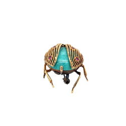 1970s Italian Ladybug Brooch in 18k Gold with Turquoise Enamel and Rubies - Castafiore
