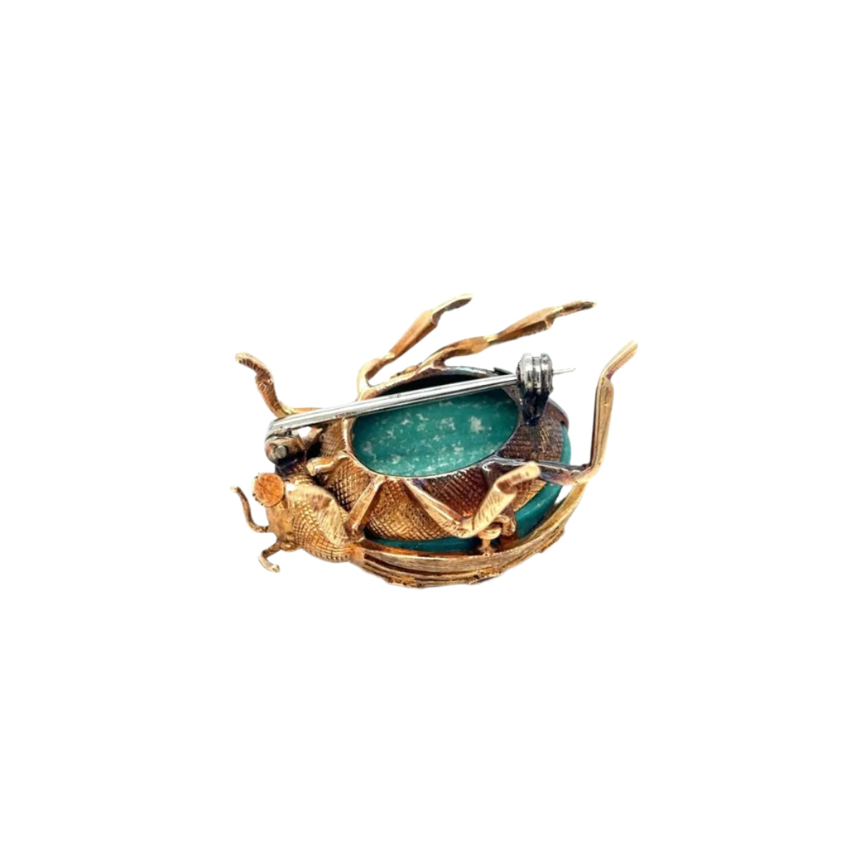 1970s Italian Ladybug Brooch in 18k Gold with Turquoise Enamel and Rubies - Castafiore