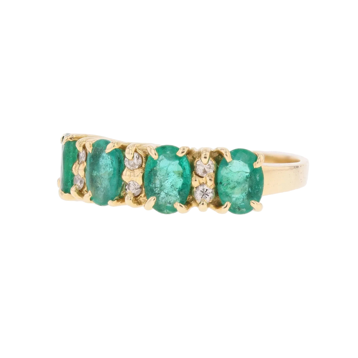Yellow Gold Garter Ring with Emeralds and Diamonds
