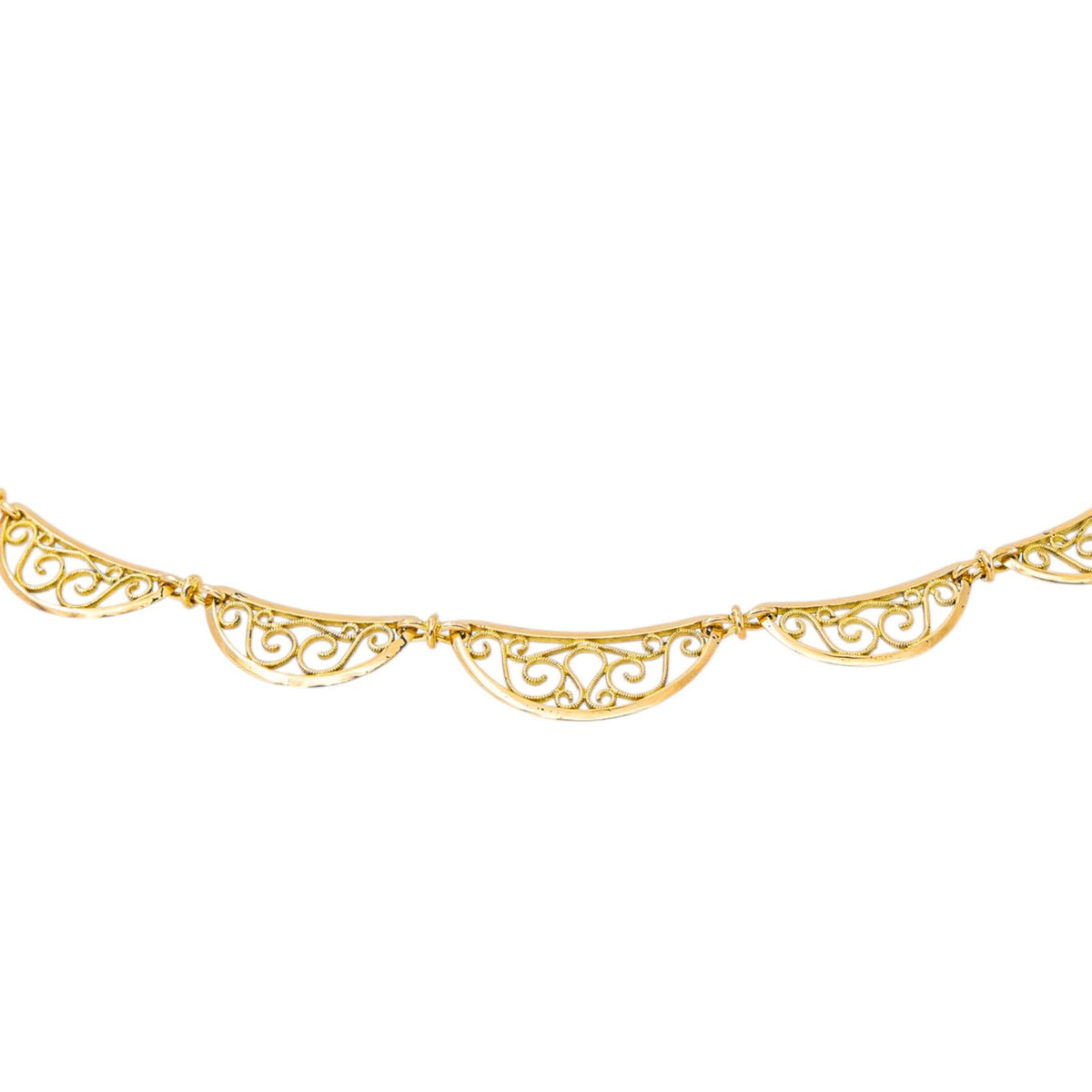 Yellow Gold Filigree Link Necklace
