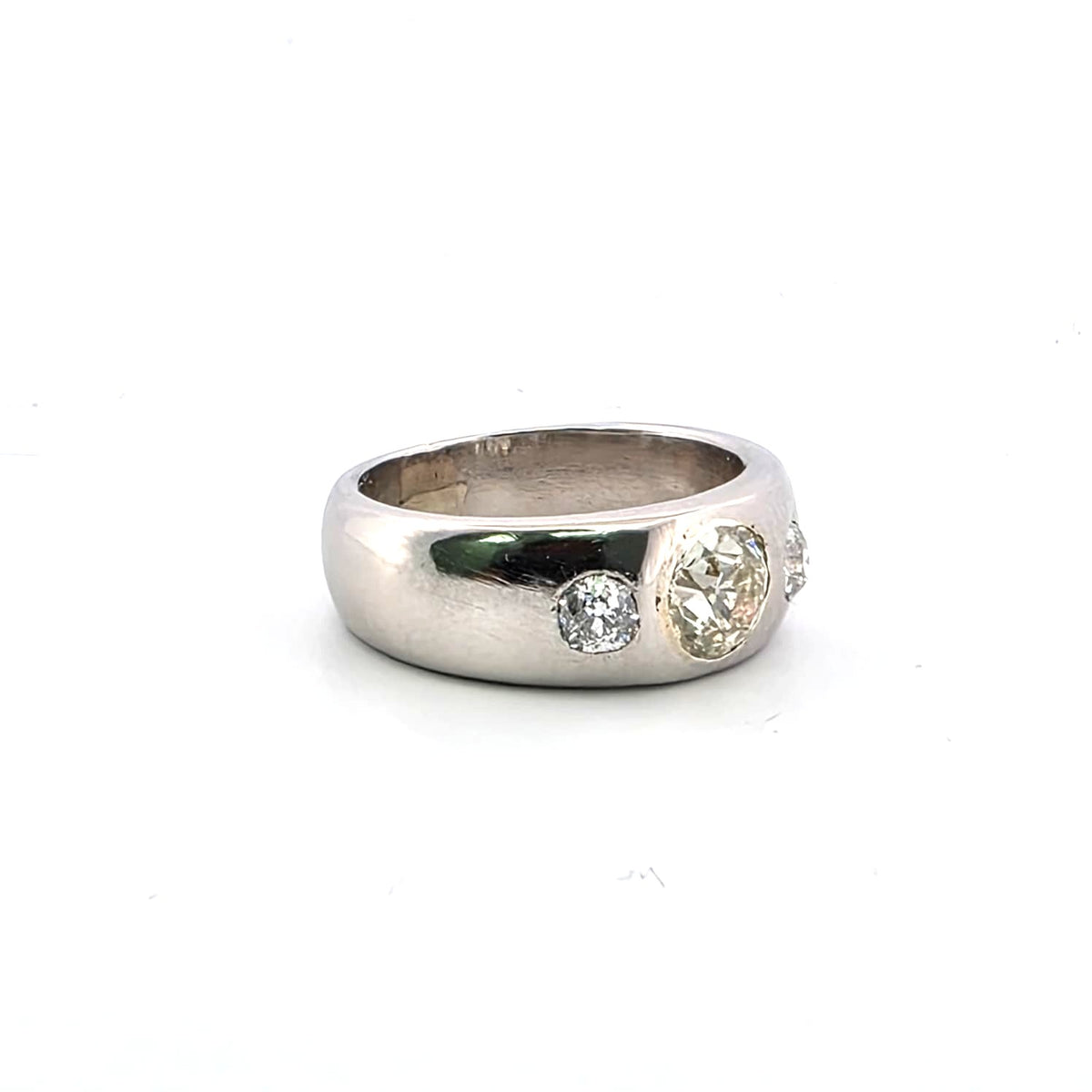 Platinum and Diamond Bangle Ring