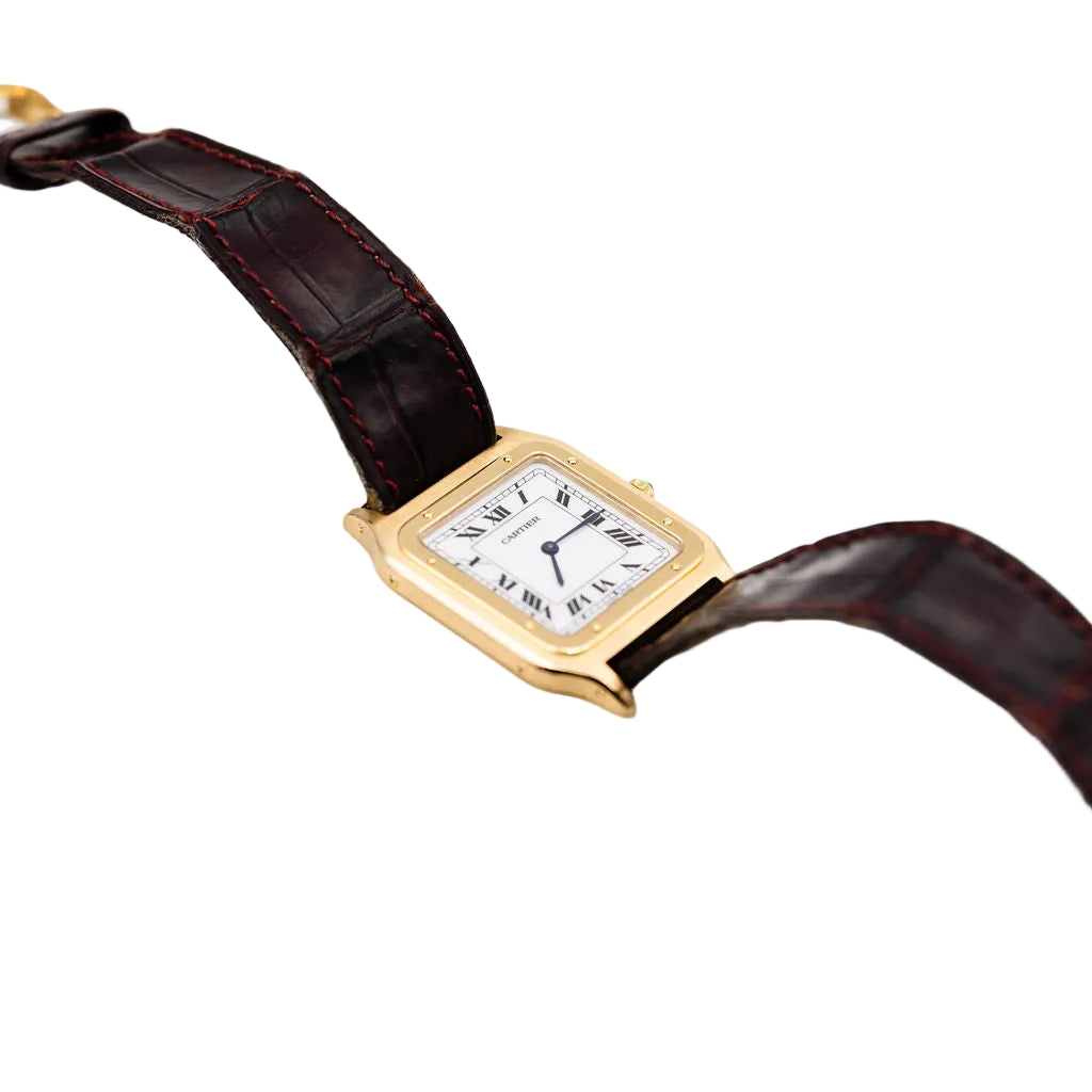 Montre CARTIER Santos-Dumont en or jaune et cuir