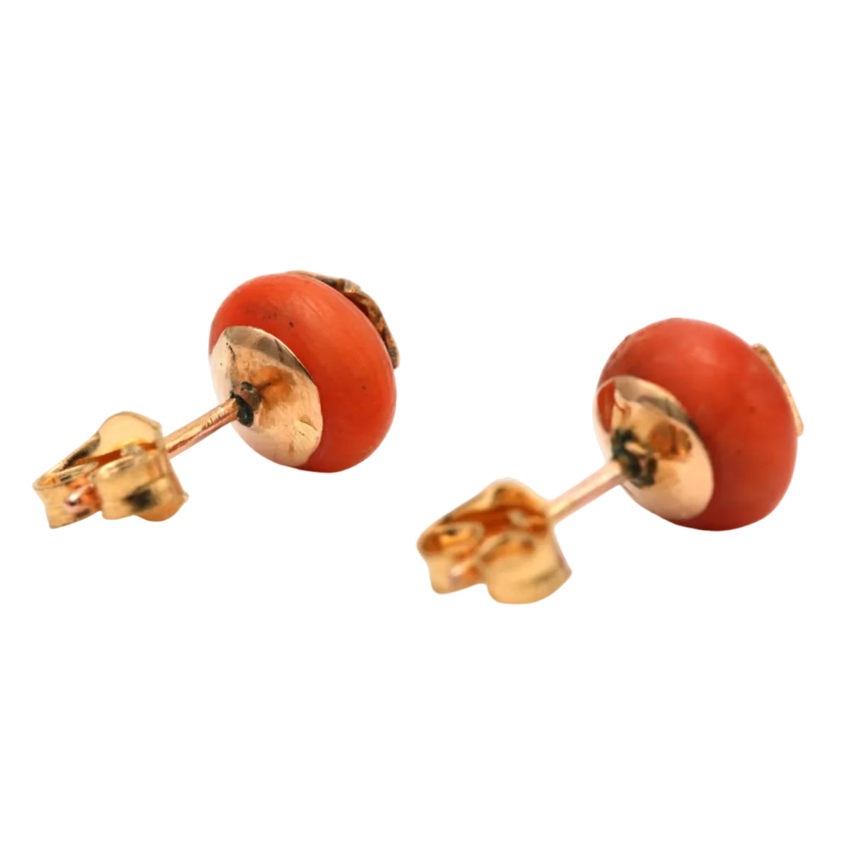 Yellow Gold Earrings with Coral and Pearls