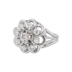 Marguerite Ring, White gold with Diamond