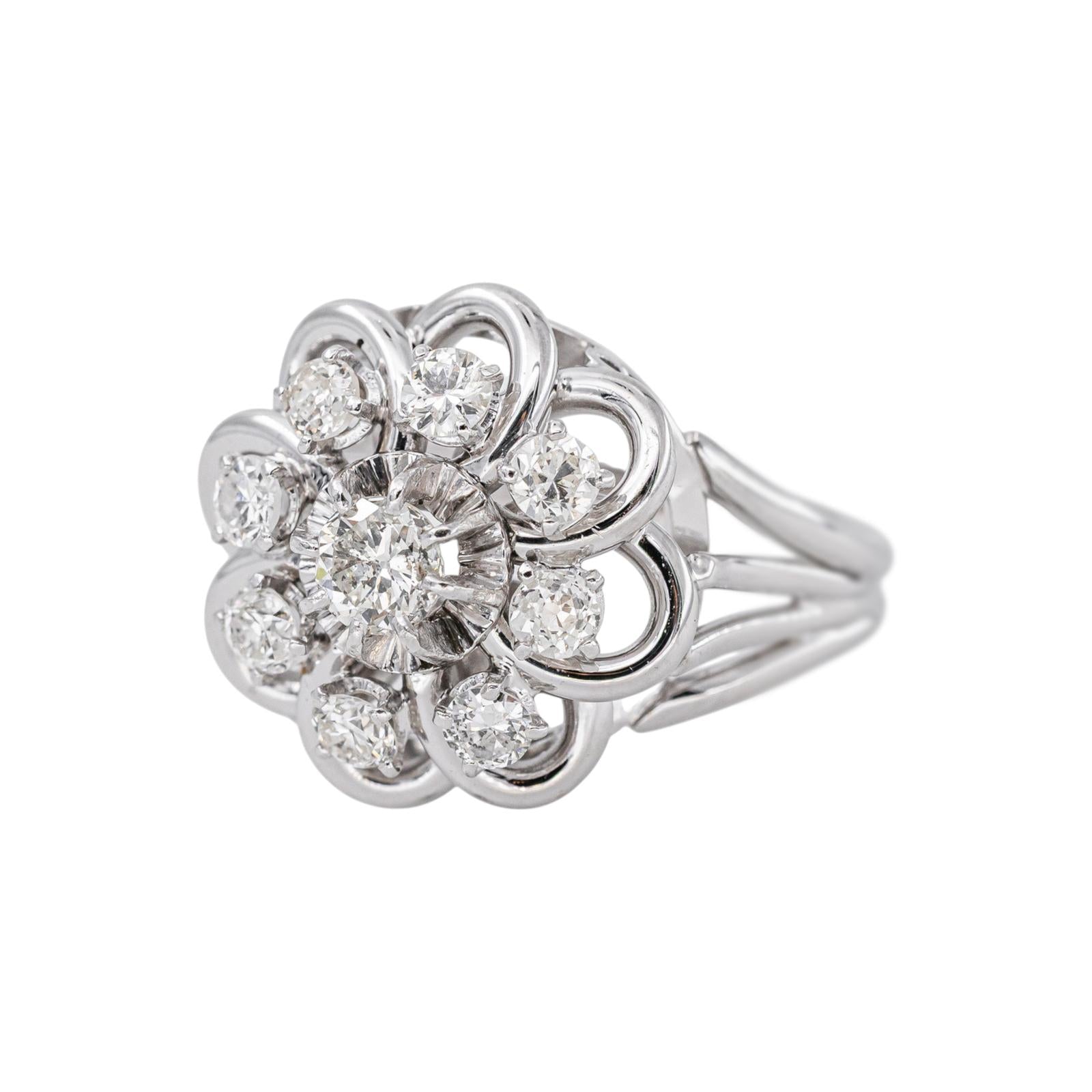Marguerite Ring, White gold with Diamond