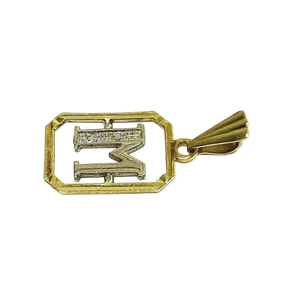 “M” Pendant in White gold, Yellow gold, and Diamonds