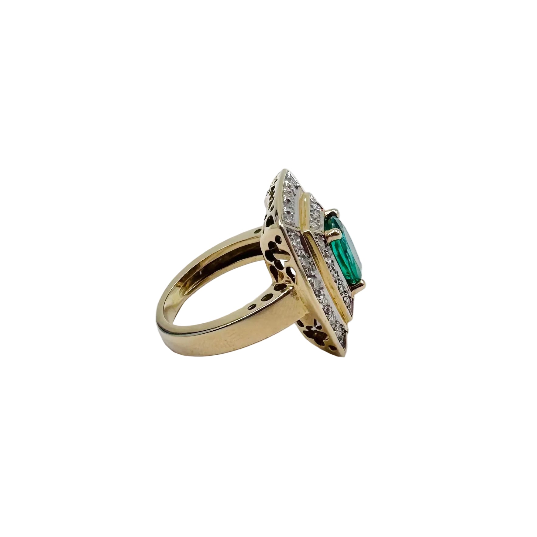 Yellow gold, emerald and diamond Entourage Ring