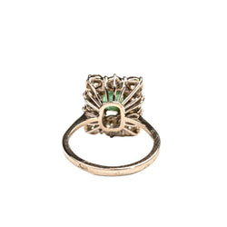 Entourage Ring with Emeralds and Diamonds in White Gold and Platinum