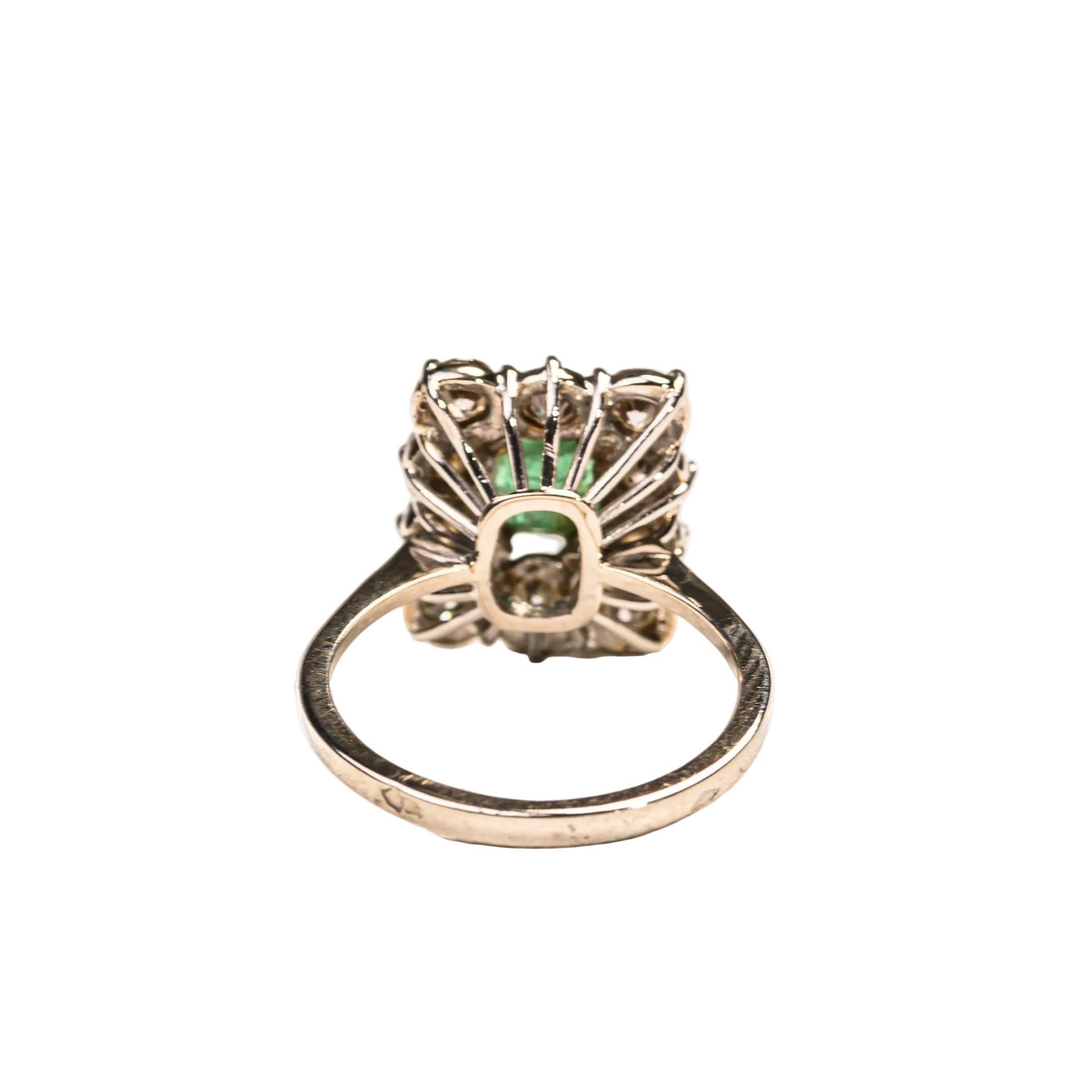 Entourage Ring with Emeralds and Diamonds in White Gold and Platinum