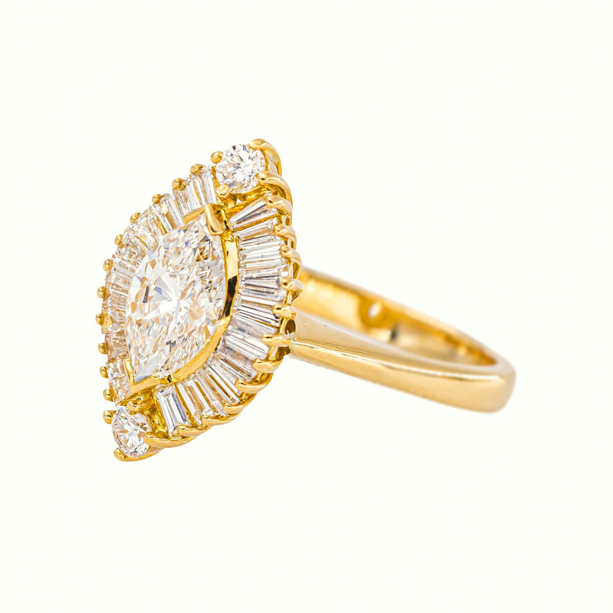 Yellow gold Marquise Diamond Ring