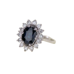 Marguerite Ring in White Gold, Sapphire, and Diamonds